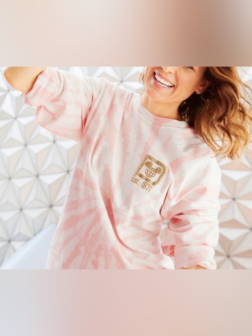 Walt Disney World Glitter Rose Gold Tie-Dye Long Sleeve Tee